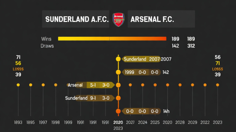 Sunderland A.F.C. vs Arsenal F.C. timeline